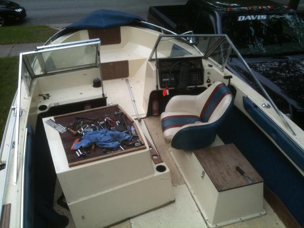 Inside of the boat.