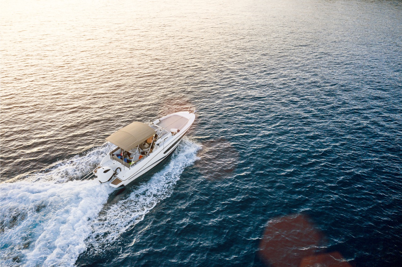 Speed boat in mediterranean sea