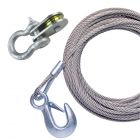 Powerwinch 50' x 7/32 Stainless Steel Universal Premium Replacement Galvanized Cable w/Hook & Swivel Pulley Block small_image_label