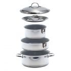 Kuuma 7-Piece Ceramic Nesting Cookware Set - Stainless Steel w/Non-Stick Coating - Induction Compatible - Oven Safe