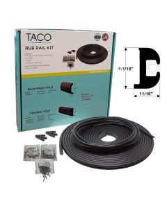 TACO Marine Flexible Rub Rail Kit, 1-1/16" X 11/16", Black with Black Insert, 70 Feet