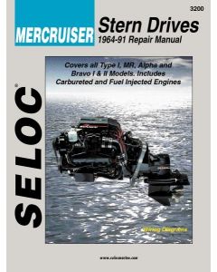 Seloc Mercruiser Stern Drives 1964-1991 Repair Manual Powered by Ford or GM 4 Cylinder, Inline 6, V6, V8 small_image_label