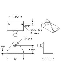 Attwood Stainless Steel "L" Gas Spring Mounting Bracket, 2 Hole, Forward Pem Ball SL50SSP3-7 small_image_label