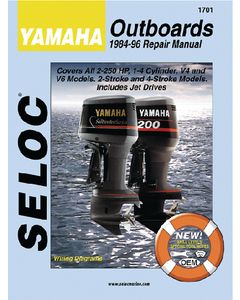 Seloc Yamaha Outboards 2-250HP 1984-1996 Repair Manual 1-4 Cylinder, V4, V6, All 2 & 4 Stroke Models, Includes Jet Drives small_image_label