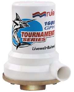 Rule Tournament (Bronze Base) 1600 GPH Livewell Aerator Pump; 1" Dia. Inlet, Single 1-1/8" Dia. outlet small_image_label