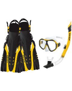 Body Glove Enlighten II Mask-Snorkel-Fin Snorkeling Set - Yellow/Black