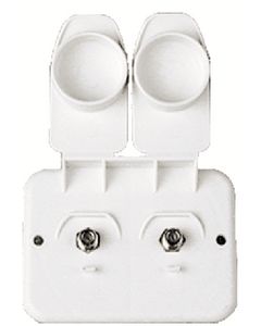 JR Products Cable/Cable Plate Pol.Wht - Dual Cable Tv Plate