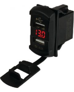 Seadog Double USB Rocker Switch Style Voltmeter W/Hidden Display small_image_label