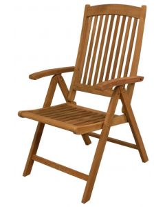 SeaTeak Avalon Folding 5-Position Deck Chair w/arms- Oiled Finish