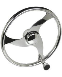 Seachoice 3 Spoke Stainless Steel Steering Wheel With Turning Knob small_image_label