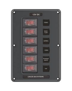 Blue Sea 4322 Water-Resistant Circuit Breaker Switch Panel&#44; 6 Position small_image_label