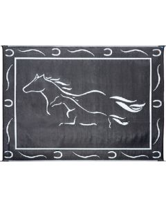Mat-Horses 8'X11' Black-White - Reversible Mats&#44; Themed 