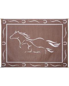 Mat-Horses 8'X18' Brown-White - Reversible Mats&#44; Themed 