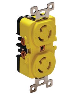 Marinco Duplex Locking Receptacle, 15 Amp, 125v, Yellow small_image_label