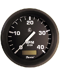 Faria Euro Black 4" Tachometer w/Hourmeter (4000 RPM) (Diesel)(Mech. Takeoff &amp; Var. Ratio Alt.) small_image_label