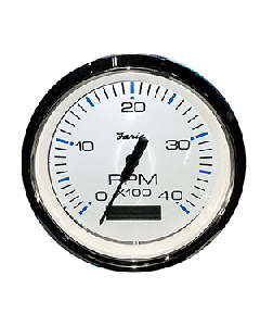 Faria Chesapeake White SS 4" Tachometer w/Hourmeter (4000 RPM) (Diesel) (Mech. Takeoff &amp; Var. Ratio Alt) small_image_label