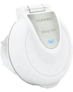 Furrion White Round 30A Square RV Power Inlet with Powersmart Technology small_image_label