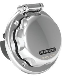 Furrion 30A Power Inlet, 30A Round, Stainless Steel
