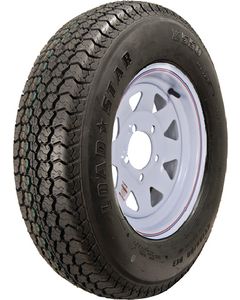 Loadstar Kenda KR03 Radial Tire w/ Spoke Steel Wheel, White w/ Stripe, ST205/75R-15, LRC, 5 on 4.5 small_image_label