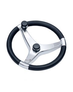 Ongaro Schmitt Evo Pro 316 Cast Stainless Steel Steering Wheel w/Control Knob - 13.5 Diameter