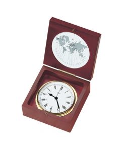 Barigo Quartz Ship Clock in a Box - Brass & Mahogany - 4 Dial