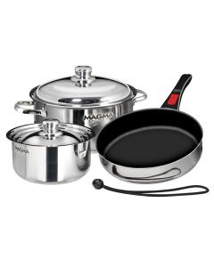 Magma Nesting 7-Piece Induction Compatible Cookware - Stainless Steel Exterior & Slate Black Ceramica Non-Stick Interior small_image_label