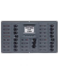 BEP AC Circuit Breaker Panel w/Digital Meters, 16SP 2DP AC120V ACSM Stainless Steel Horizontal