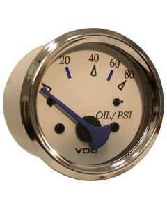 VDO Allentare White 80PSI Oil Pressure Gauge - Use w/Marine 240-33 Ohm Sender - 12V