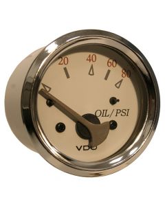 VDO Allentare White/Grey 80PSI Oil Pressure Gauge - Use w/Marine 240-33 Ohm Sender - 12V