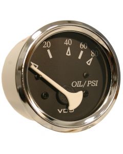 VDO Allentare Black 80PSI Oil Pressure Gauge - Use w/Marine 240-33 Ohm Sender - 12V - Chrome Bezel