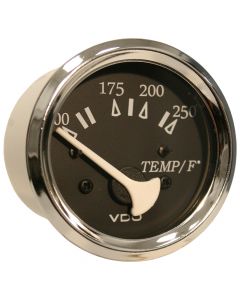 VDO Allentare Black 250 F Water Temperature Gauge - Use w/Marine 450-29 Ohm Sender - 12V - Chrome Bezel
