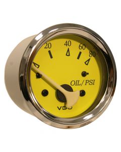 VDO Allentare Yellow/Blue 80PSI Oil Pressure Gauge - Use w/Marine 240-33 Ohm Sender - 12V