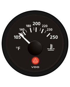VDO Viewline Onyx 250 F Water Temperature Gauge 12/24V - Use with VDO Sender