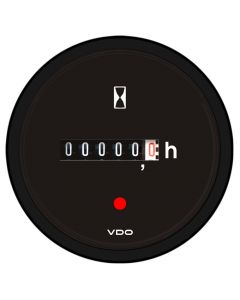 VDO Viewline Onyx Hourmeter, 100K Hours, Illuminated - 12/24V