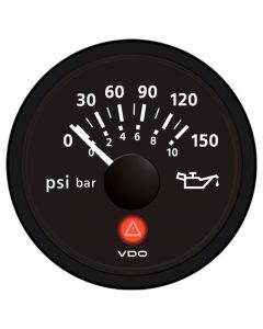 VDO Viewline Onyx 150 PSI/10 Bar Oil Pressure Gauge 12/24V - Use with VDO Sender