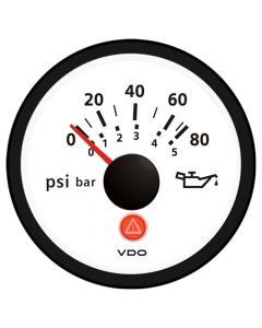 VDO Viewline Ivory 80 PSI/5 Bar Oil Pressure Gauge 12/24V - Use with VDO Sender