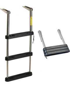 Garelick Over Platform Telescoping Ladder w/ Black Poly Steps Telescoping Boat Ladders