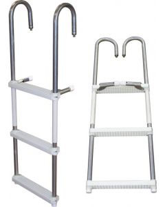ASC 4 or 5 Step Removable Folding Ladder, Aluminum or Stainless Steel - JIF Marine Pontoon & House Boat Ladders