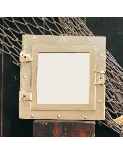 High Shine Porthole Wall Mirror, Square , Brass small_image_label