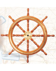 High Shine Boat Wheel with Brass Bar, 36" small_image_label