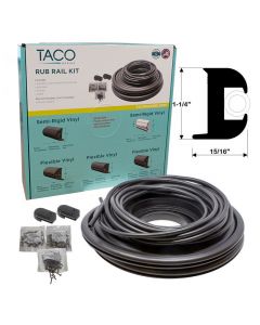 Taco Marine 1-1/4"x15/16"x50' Black Flexible Vinyl Rub Rail Kit, Black Insert - Taco small_image_label