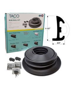 TACO Marine Semi-Rigid Vinyl Rub Rail Kit, 1-1/2" X 3/4", 50 Feet, Black