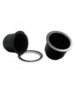 BLK MOLDED CUP HLDR W/REMOV SS RIM