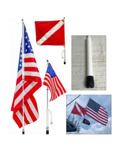 Lewis Marine 3' Flag Poles and Combos, Rod Holder Style