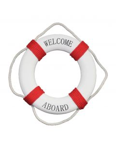 High Shine Decorative 'Welcome Aboard' Life Ring, Red, 20"