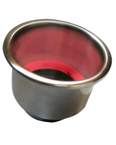 Whitecap Flush Mount Cup Holder w/Red LED Light - Stainless Steel