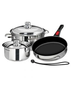 Magma Nestable 7-Piece Cookware - Stainless Steel/Slate Black Ceramica Non-Stick Interior